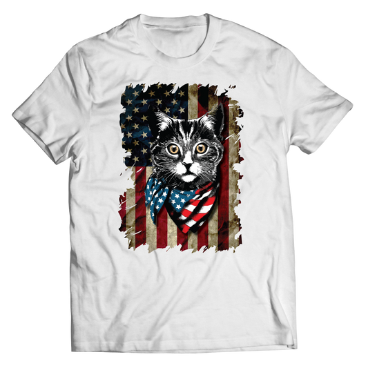 Cat American Flag Cat - White